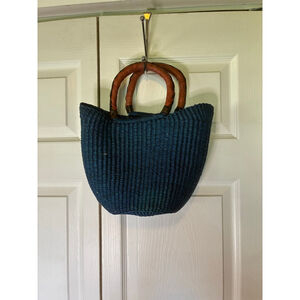 Blue Wicker Purse